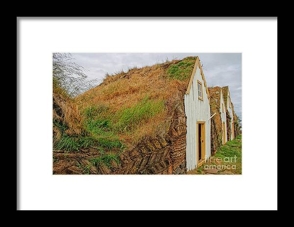 Angle Framed Print featuring the photograph Traditional turf houses in Iceland by Patricia Hofmeester