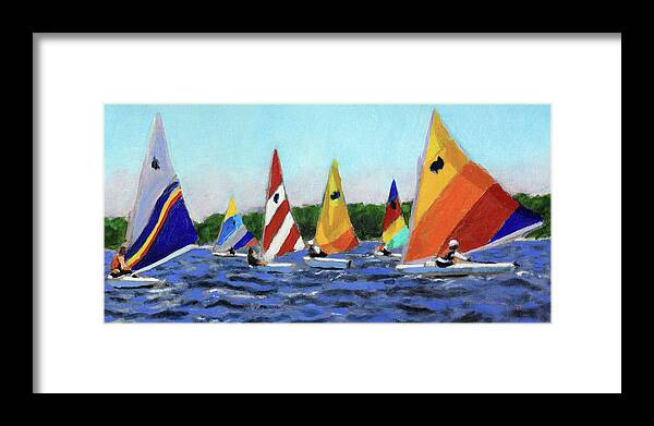 Sunfish Boats Framed Print featuring the painting Traffic Jam by David Zimmerman