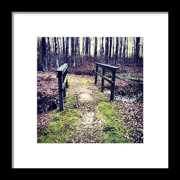 Bridge Framed Print featuring the photograph #trail #bridge #path by Joan McCool