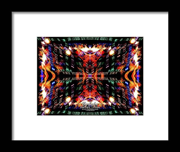 Abstract Framed Print featuring the photograph Trail of Lights Abstract #7569 by Barbara Tristan