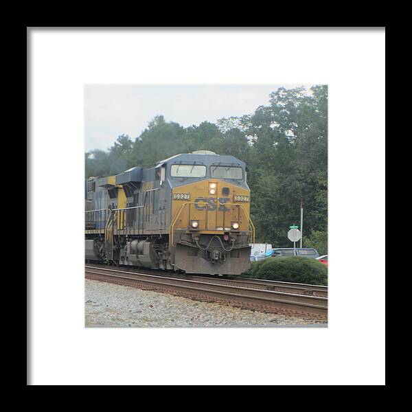 Train Framed Print featuring the photograph Train at Folkston 2 by Cathy Lindsey