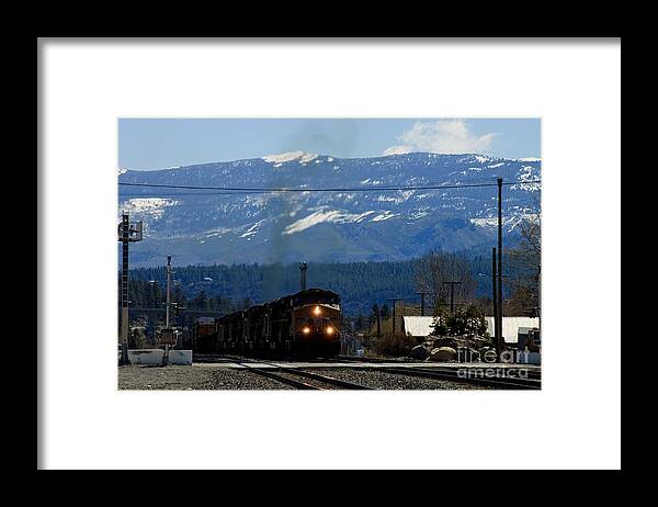 Train Framed Print featuring the photograph Train Entering Truckee California by Thomas Marchessault