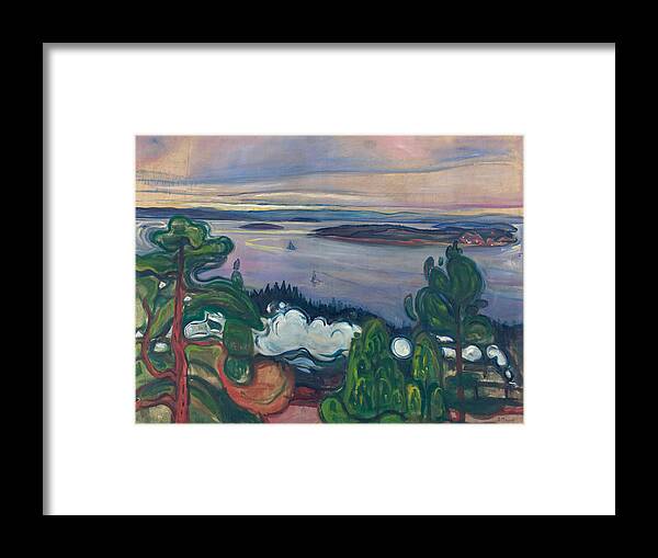 Edvard Munch Framed Print featuring the painting Train Smoke by Edvard Munch