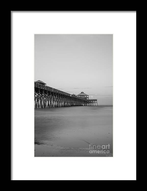 Folly Beach Framed Print featuring the photograph Tranquility At Folly Grayscale by Jennifer White