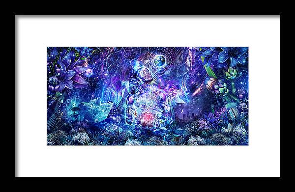 Blue Framed Print featuring the digital art Transcension by Cameron Gray