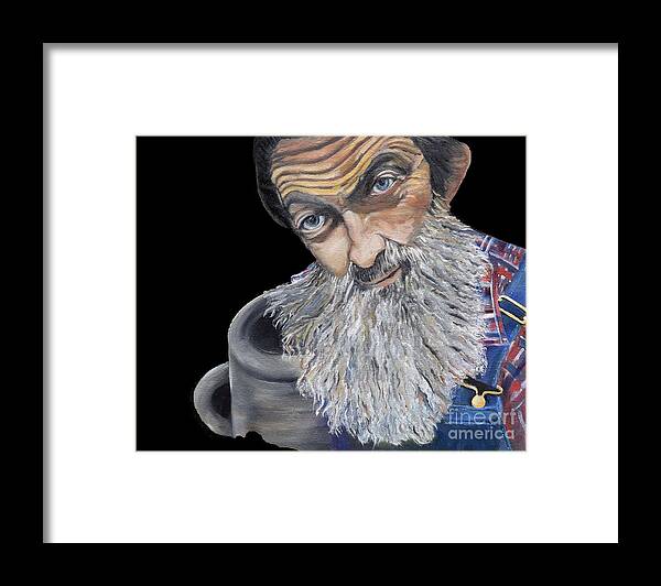 T-shirts Framed Print featuring the painting Popcorn Sutton Shines with Transparent Background -for T-shirts and other fabric items- Moonshine by Jan Dappen