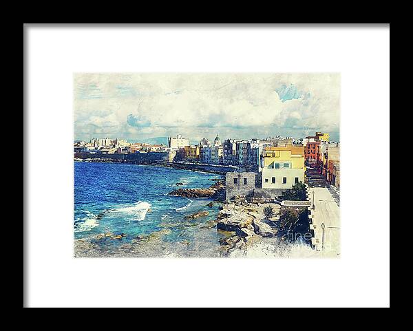 Trapani Framed Print featuring the painting Trapani art 19 Sicily by Justyna Jaszke JBJart