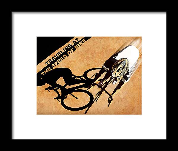Bicycle Framed Print featuring the painting Traveling at the speed of Bike by Sassan Filsoof