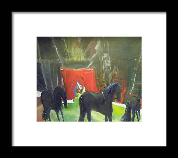 Circus Framed Print featuring the painting Traveling Circus by Susan Esbensen