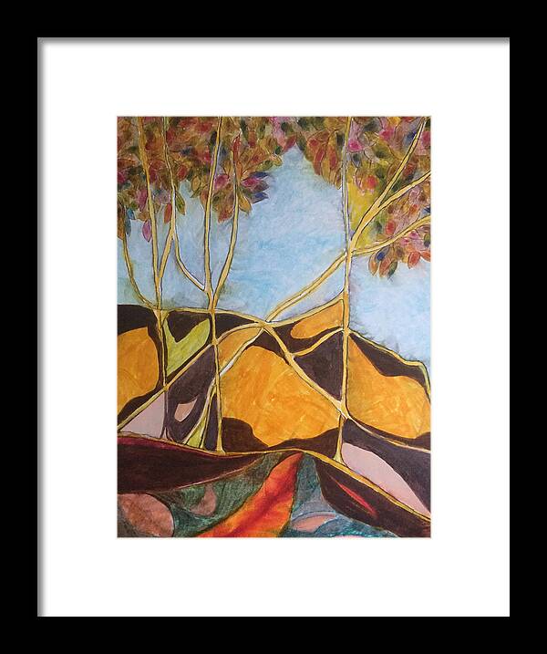 Trees Framed Print featuring the drawing Traveling Without A Camera Tangle Of Trees by Dennis Ellman