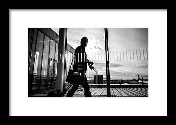 Airport Framed Print featuring the photograph Travelling - Dublin, Ireland - Black and white street photography by Giuseppe Milo