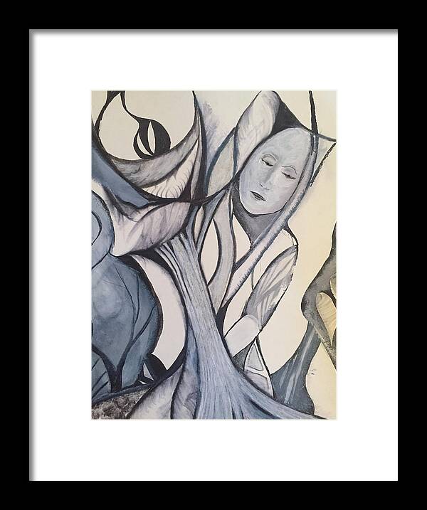 Contemporary Expressionist Drawing Framed Print featuring the drawing Tree Angel by Dennis Ellman