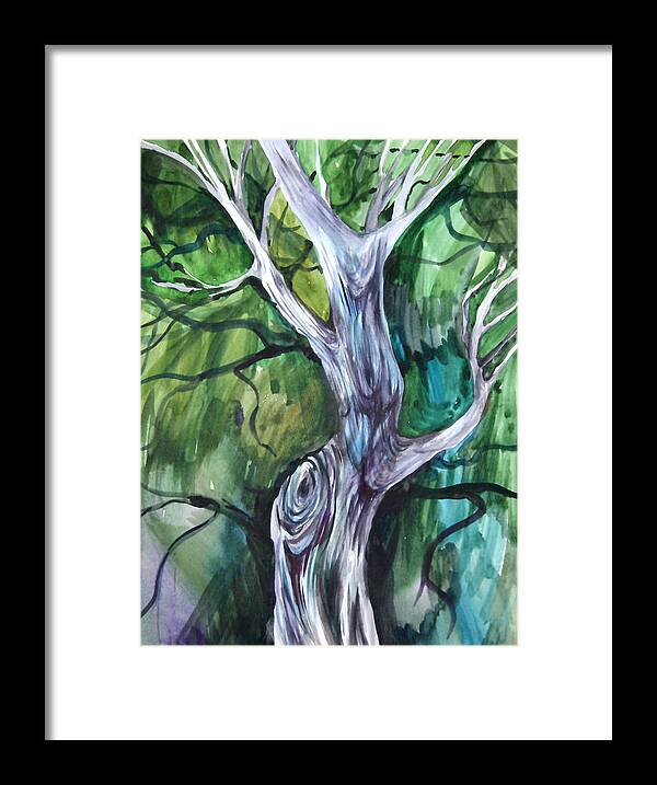 Watercolor Framed Print featuring the painting Tree by Anna Duyunova