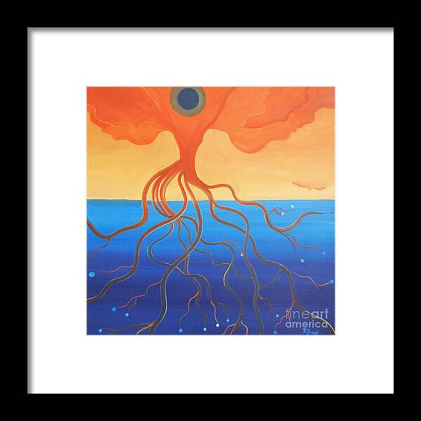 Weird Paintings Framed Print featuring the painting Tree of Life Interpretation by Reb Frost