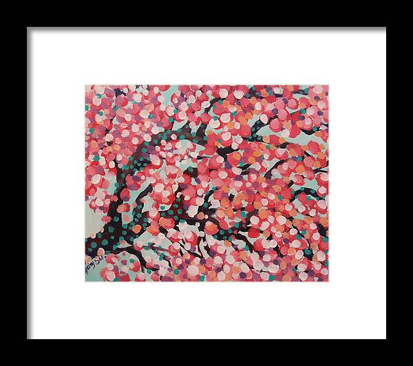 Flower Framed Print featuring the painting Tree of spring 1 by Tingting Su