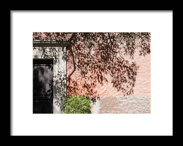 Mexico Framed Print featuring the photograph Tree shadows on stucco. by Rob Huntley