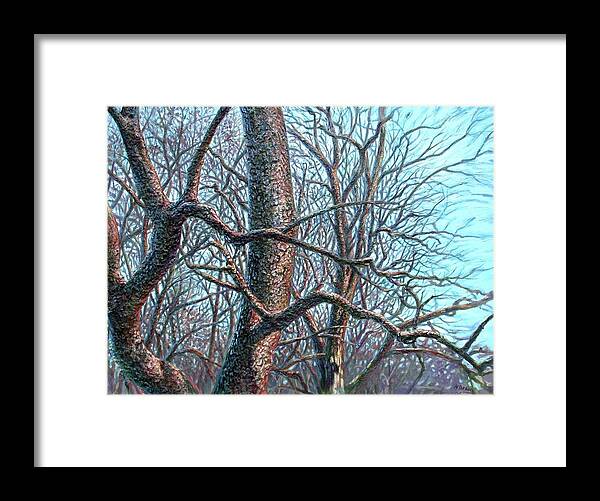 Landscape Framed Print featuring the painting Tree study by Hans Droog
