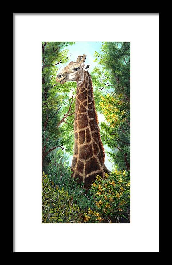Animal Framed Print featuring the painting Tree Top Browser by June Hunt