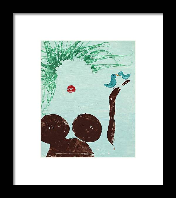 Body Prints Framed Print featuring the painting Tree with Blue Birds by April Kasper