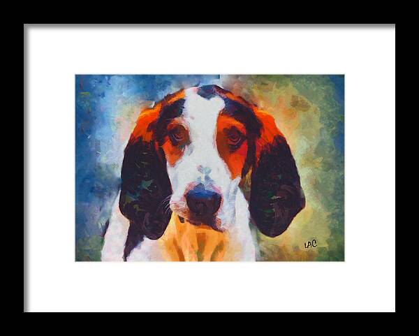 Dogs Framed Print featuring the painting Treeing Walker Coonhound by Doggy Lips