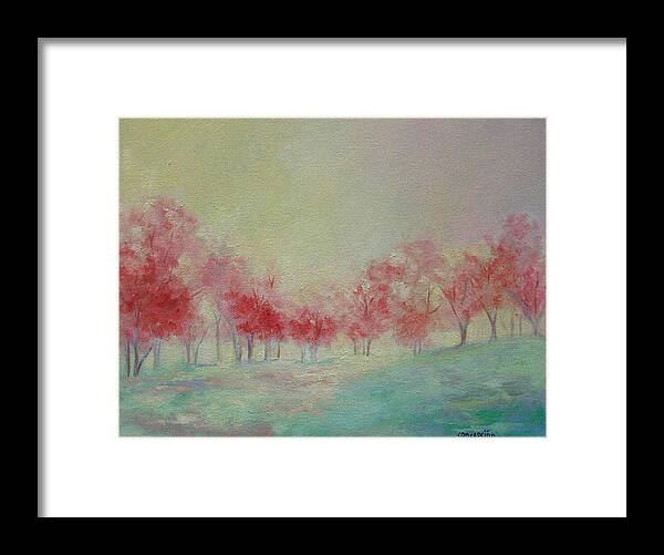 Impressionist Trees Framed Print featuring the painting Treeline by Ginger Concepcion