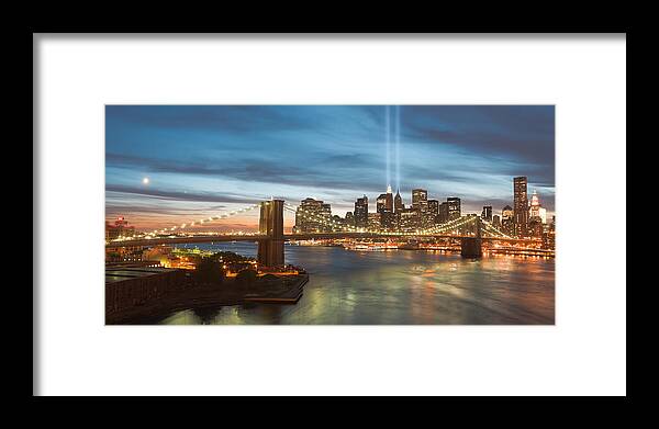 Clarence Holmes Framed Print featuring the photograph Tribute in Light II by Clarence Holmes