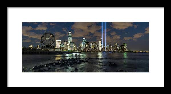  Framed Print featuring the photograph Tribute in Light by Michael Lee