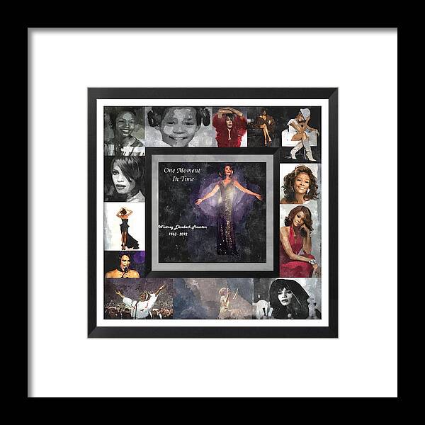Whitney Houston Framed Print featuring the digital art TRIBUTE Whitney Houston One Moment In Time by Davandra Cribbie