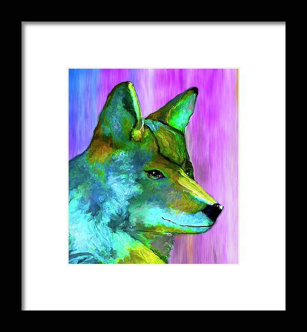 Coyote Framed Print featuring the painting Trickster Coyote by Rick Mosher