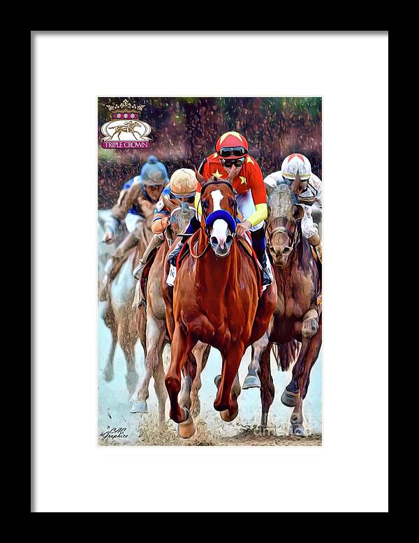 Justify Framed Print featuring the digital art Triple Crown Winner Justify 2 by CAC Graphics