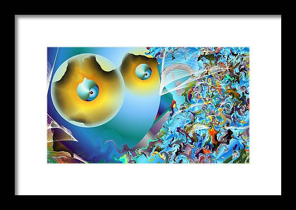 Fish Framed Print featuring the digital art Trippy fish and sea friends by Mandy Henninger christophel