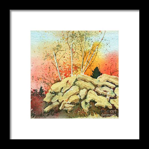 Landscape Framed Print featuring the painting Triptych Panel 2 by Lynn Quinn