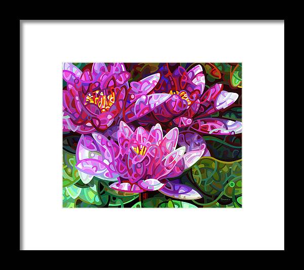Floral Framed Print featuring the painting Triumvirate by Mandy Budan
