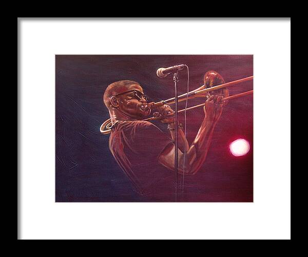 Trombone Player Framed Print featuring the painting Trombone Shorty by Frans Mandigers