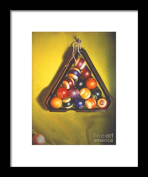 Pool Framed Print featuring the painting Billiard Balls Tromp'ole by Melissa A Benson