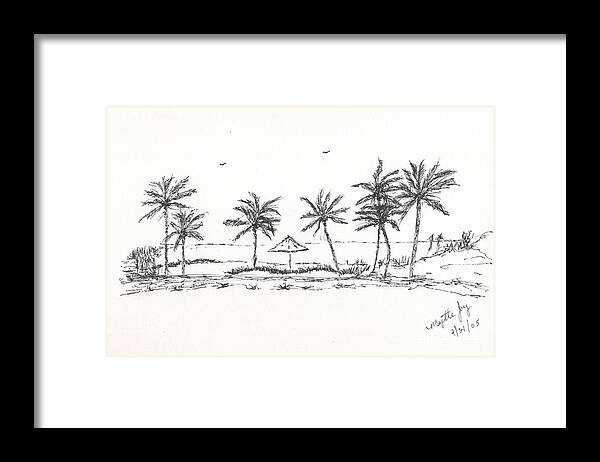 Drawing Framed Print featuring the painting Tropical Beach II by Myrtle Joy