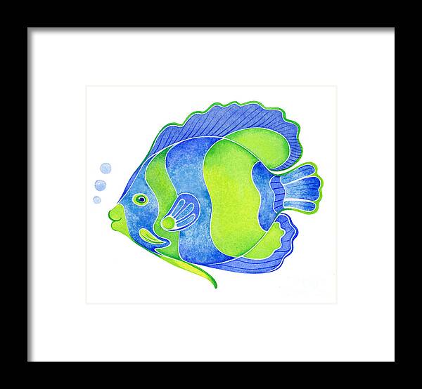 Fish Framed Print featuring the painting Tropical Blue Angel Fish by Laura Nikiel