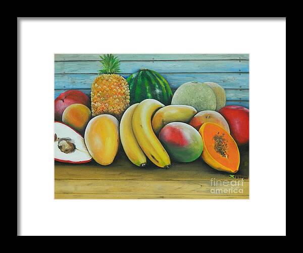 Fruits Framed Print featuring the painting Tropical Delight 3 by Kenneth Harris