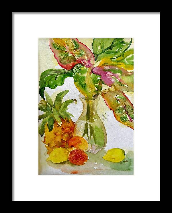 Still Life Framed Print featuring the painting Tropical Leaves by Mafalda Cento