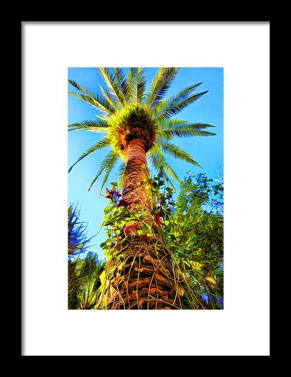 Palm Tree Framed Print featuring the painting Tropical Palm Tree Painting by Tracie Schiebel