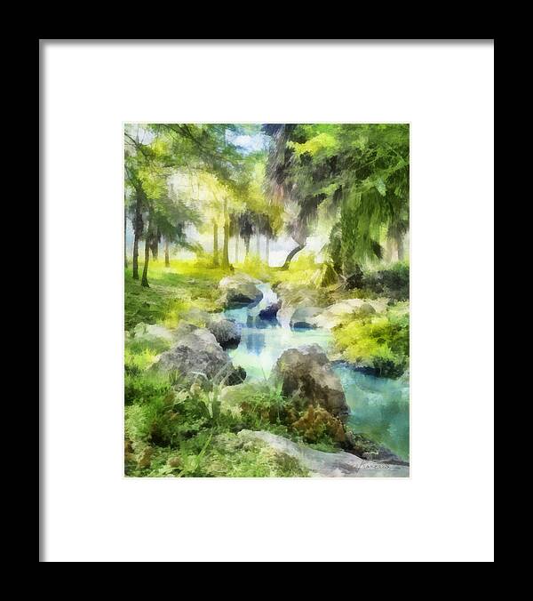 Shade Framed Print featuring the digital art Tropical Stream by Frances Miller