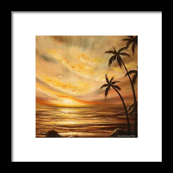 Tropicxal Framed Print featuring the painting Tropical Sunset 64 by Gina De Gorna