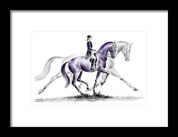 Dressage Framed Print featuring the drawing Trot On - Dressage Horse Print color tinted by Kelli Swan
