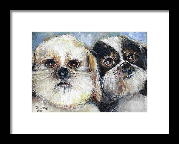 Trouble Framed Print featuring the painting Trouble and Lexi by Bernadette Krupa
