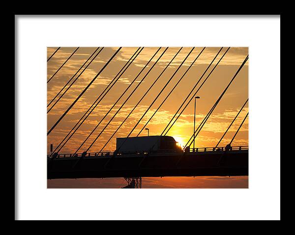 Trucking Framed Print featuring the photograph Truck crossing the Mississippi river by Garry McMichael