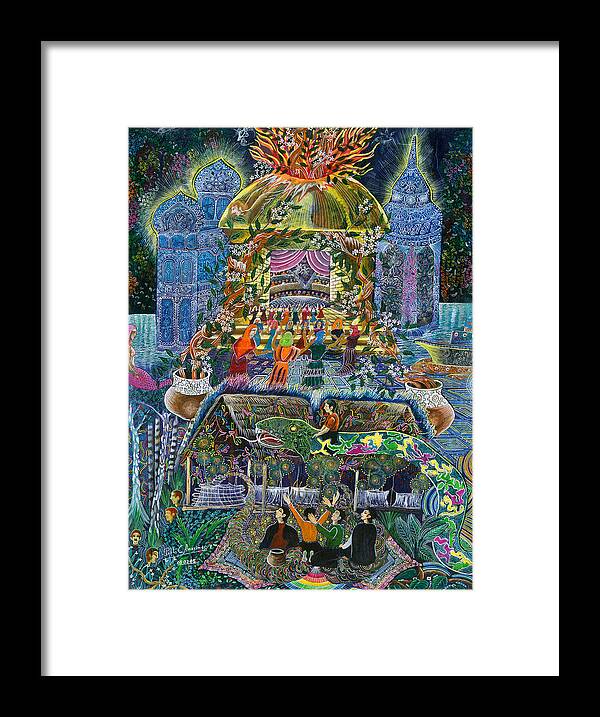 Pablo Amaringo Framed Print featuring the painting Trueno Ayahuasca by Pablo Amaringo