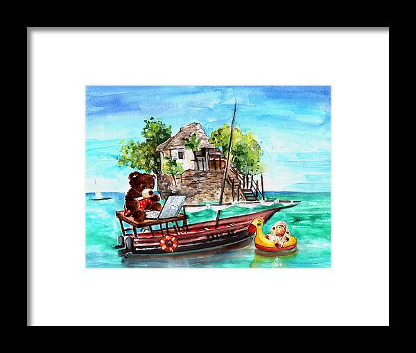 Animals Framed Print featuring the painting Truffle McFurry And Mary In Zanzibar by Miki De Goodaboom