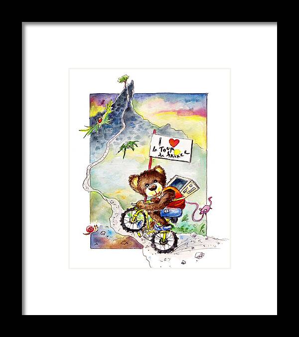 Animals Framed Print featuring the painting Truffle McFurry At The Tour De France by Miki De Goodaboom
