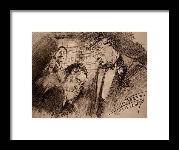 Trump Framed Print featuring the drawing Trump, Ryan, Ted, Full House by Ylli Haruni