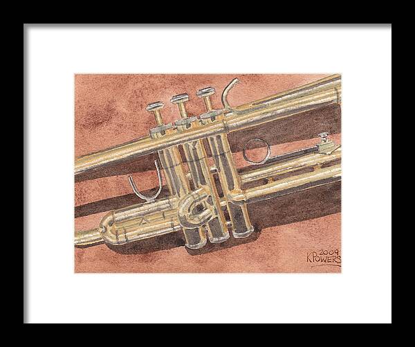 Trumpet Framed Print featuring the painting Trumpet by Ken Powers